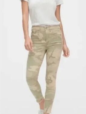 GAP High-Rise Skinny Camo Ankle Jeans - Olive/Tan